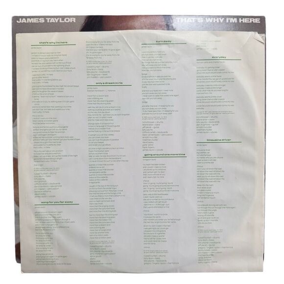 James Taylor - That’s Why I’m Here Vinyl LP, Very Good Condition - Picture 3 of 6